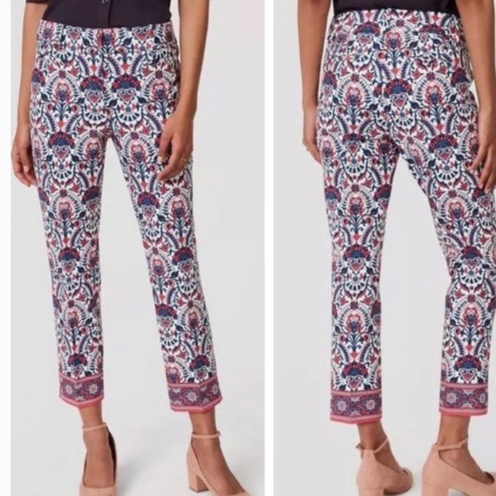 Loft Marisa Fit Mosaic Print Ankle Pants Size 2 EUC